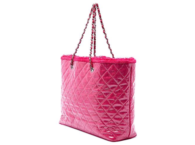 Chanel Pink Large Quilted Tweed und PVC Funny Tote - Ansicht 2