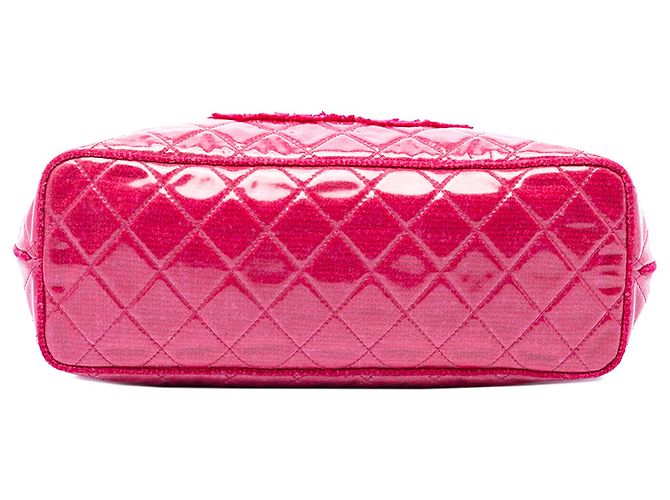 Chanel Pink Large Quilted Tweed und PVC Funny Tote - Ansicht 3