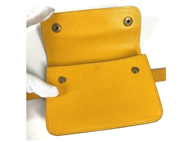 Hermès Marsupio in pelle Courchevel giallo Hermes - vista 11