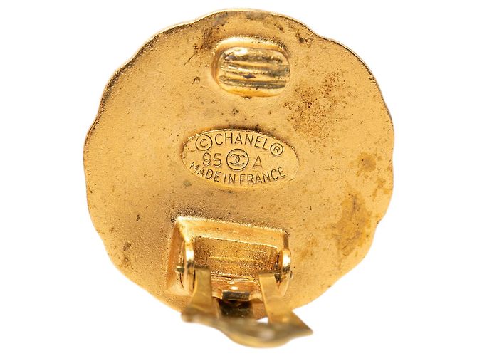 Orecchini Chanel Gold CC placcati oro tondi con clip D'oro - vista 3