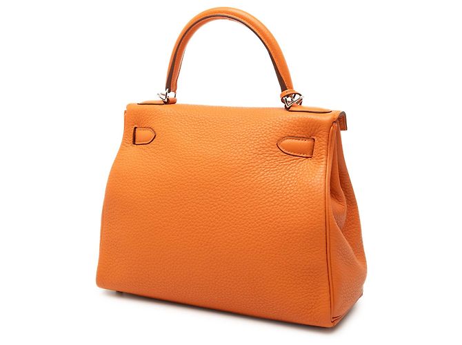 Hermès Orange Clemence Kelly Retourne 28 Arancione - vista 2