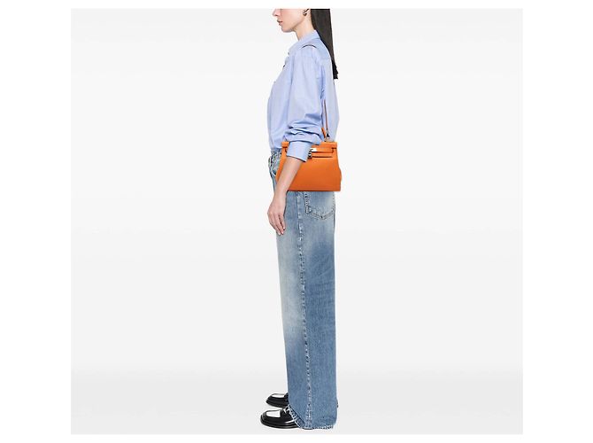 Hermès Orange Clemence Kelly Retourne 28 Arancione - vista 8