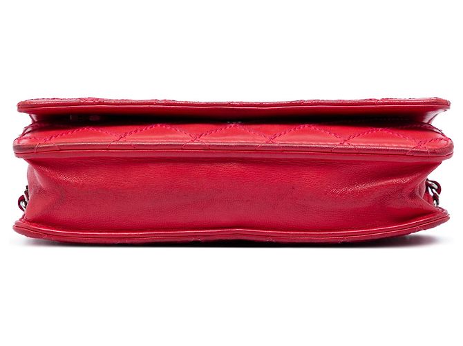 Chanel Red CC Lammleder Wild Stitch Wallet on Chain Rot - Ansicht 3