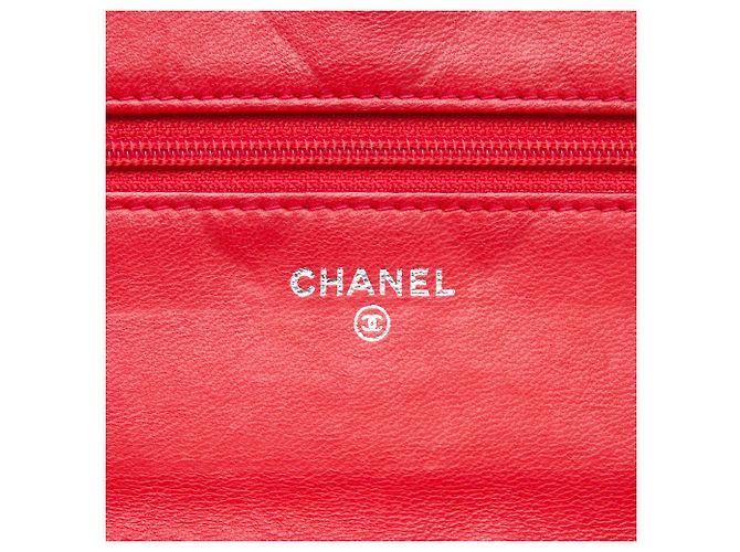Chanel Red CC Lammleder Wild Stitch Wallet on Chain Rot - Ansicht 5