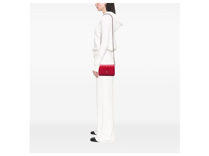 Chanel Red CC Lammleder Wild Stitch Wallet on Chain Rot - Ansicht 6