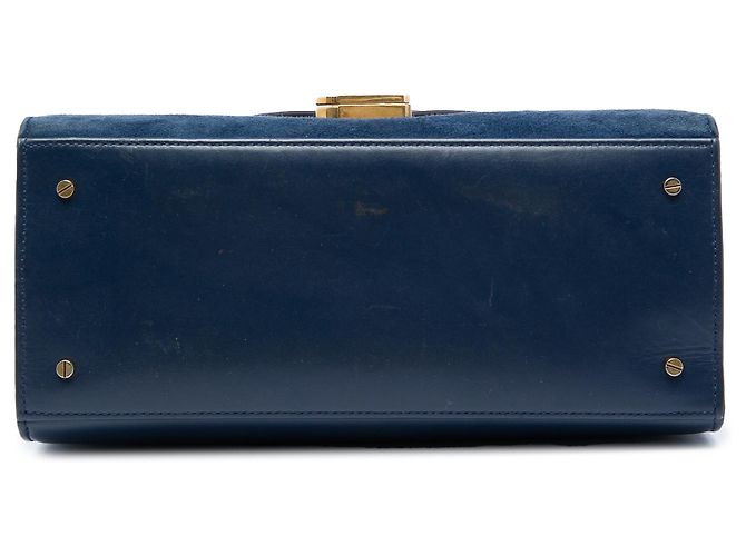 Cassandra Borsa a mano Saint Laurent Classic Monogram in pelle di vitello e scamosciato blu, misura Medium Blu navy - vista 3