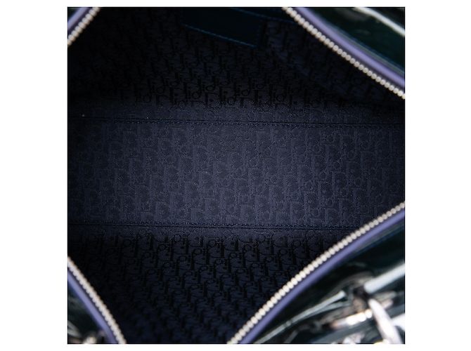 Lady Dior Cannage in vernice blu, grande Blu navy - vista 4