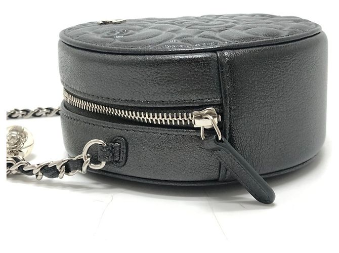 Borsa a tracolla in pelle grigia Chanel Marrone - vista 3
