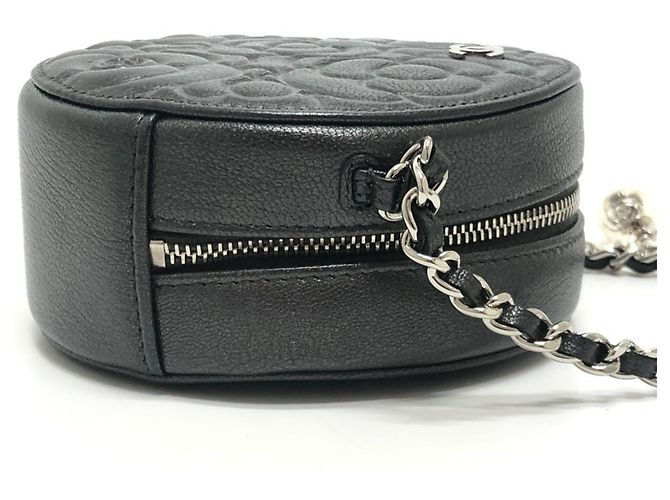 Borsa a tracolla in pelle grigia Chanel Marrone - vista 4