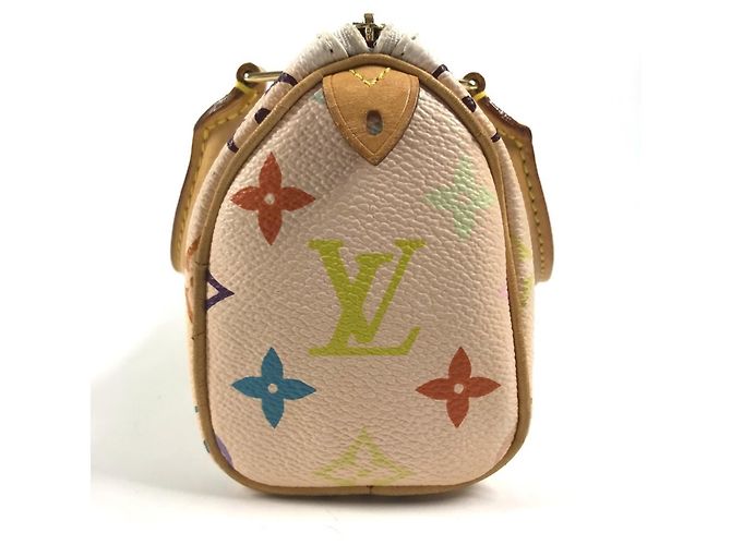 Borsa Boston Mini Speedy Louis Vuitton Monogram Multicolor Bianco - vista 3