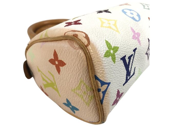 Borsa Boston Mini Speedy Louis Vuitton Monogram Multicolor Bianco - vista 7