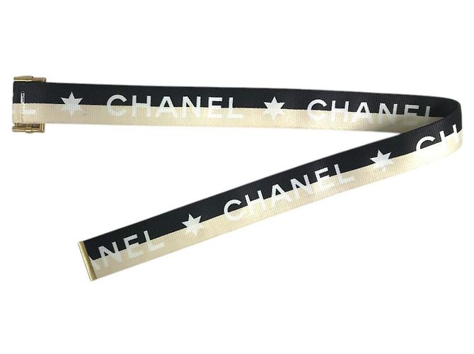 Chanel 01S CC Coco Mark Logo Print Gürtel Bicolor Schwarz Weiß - Ansicht 7