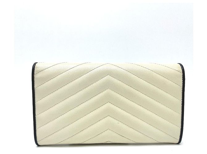 Portafoglio Yves Saint Laurent Cassandra Chevron Bicolor Nero Bianco - vista 2