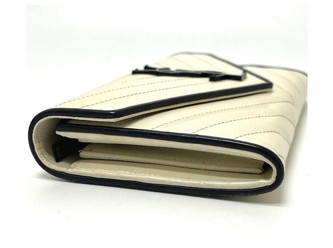 Portafoglio Yves Saint Laurent Cassandra Chevron Bicolor Nero Bianco - vista 7
