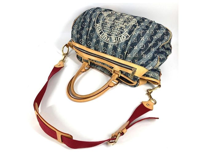 Borsa Louis Vuitton Monogram Denim Cavalier GM Blu - vista 8