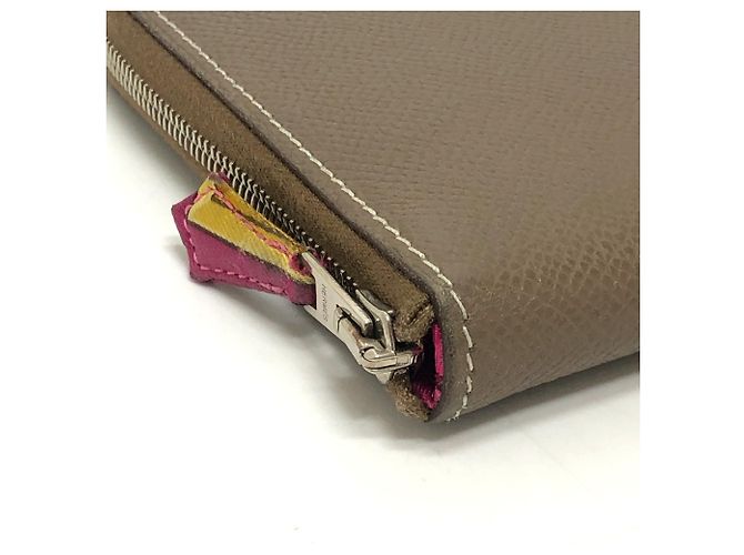 Cartera larga Azap Hermès en piel Epsom Castaño Gris pardo - vista 7