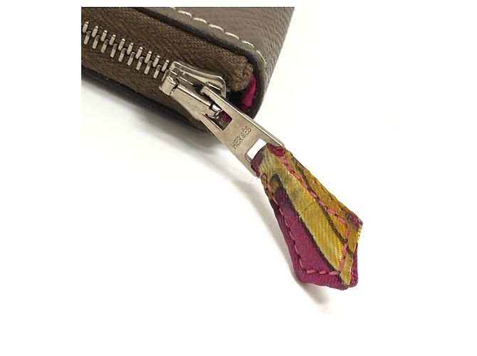 Cartera larga Azap Hermès en piel Epsom Castaño Gris pardo - vista 8