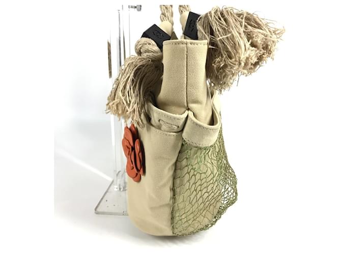 Borsa Chanel Fishnet CC Coco Mark Logo Beige - vista 3