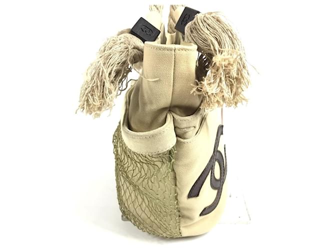 Borsa Chanel Fishnet CC Coco Mark Logo Beige - vista 4
