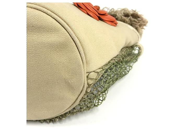 Borsa Chanel Fishnet CC Coco Mark Logo Beige - vista 6