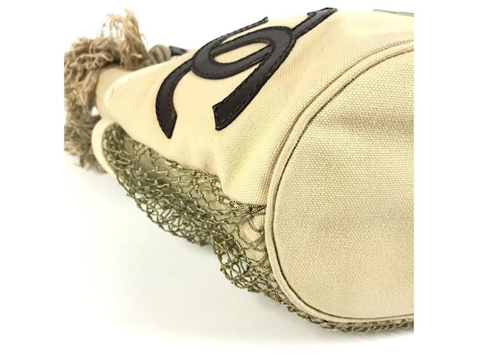 Borsa Chanel Fishnet CC Coco Mark Logo Beige - vista 7