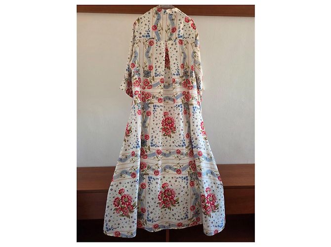 Paul & Joe Maxikleid aus Leinen mit Blumenmuster Pink Weiß Rot Blau Mehrfarben - Ansicht 10
