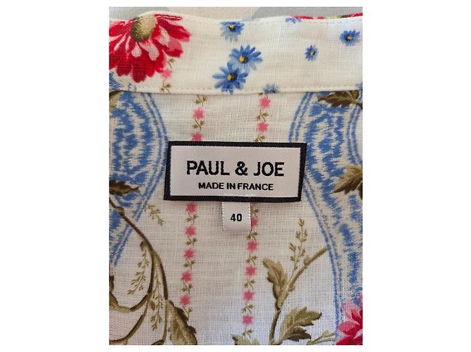 Paul & Joe Maxikleid aus Leinen mit Blumenmuster Pink Weiß Rot Blau Mehrfarben - Ansicht 2