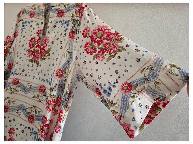 Paul & Joe Maxikleid aus Leinen mit Blumenmuster Pink Weiß Rot Blau Mehrfarben - Ansicht 5