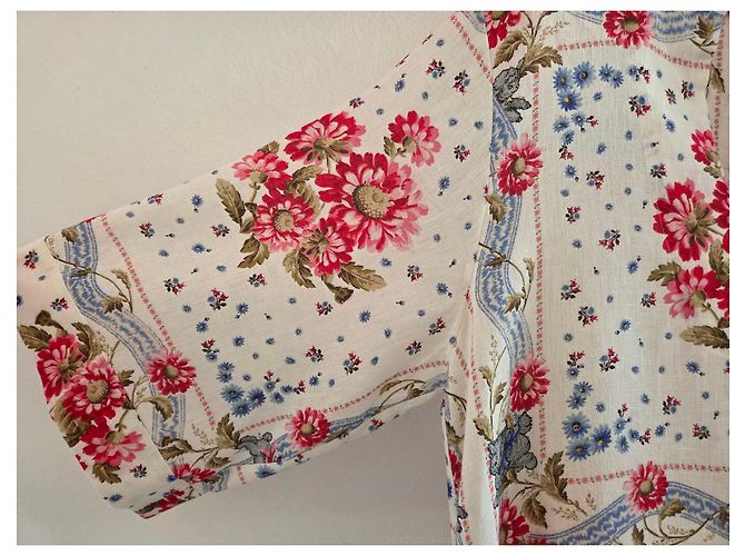 Paul & Joe Maxikleid aus Leinen mit Blumenmuster Pink Weiß Rot Blau Mehrfarben - Ansicht 6