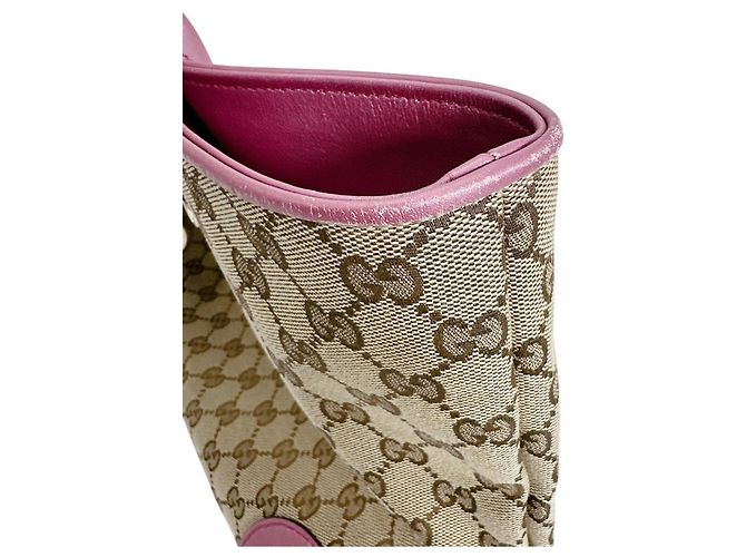 Sac cabas Gucci en toile GG Marron Rose - vue 11