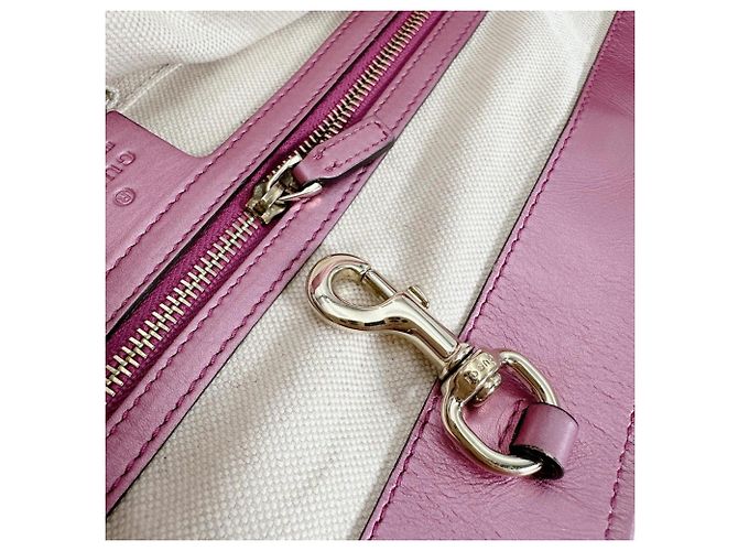 Sac cabas Gucci en toile GG Marron Rose - vue 13