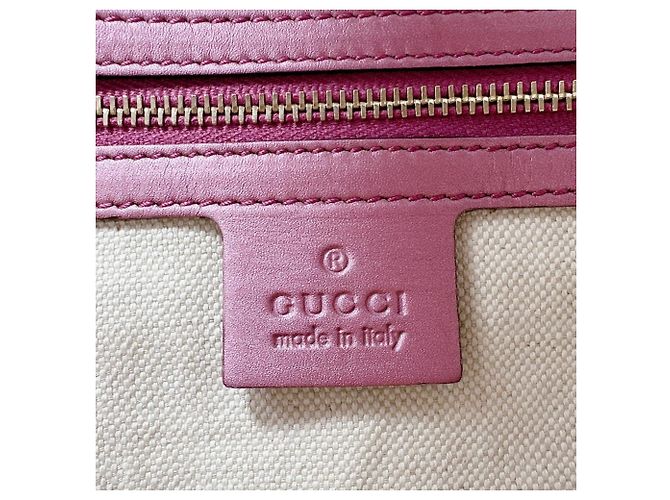 Sac cabas Gucci en toile GG Marron Rose - vue 16