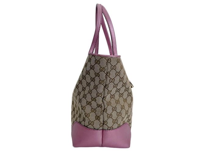 Sac cabas Gucci en toile GG Marron Rose - vue 4