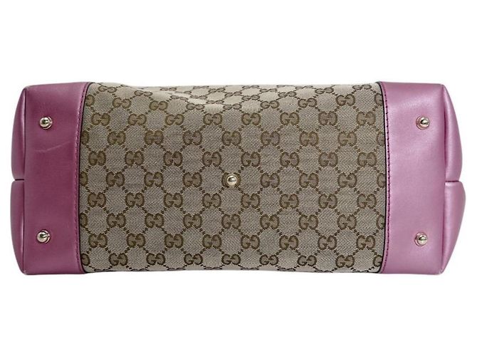 Sac cabas Gucci en toile GG Marron Rose - vue 5