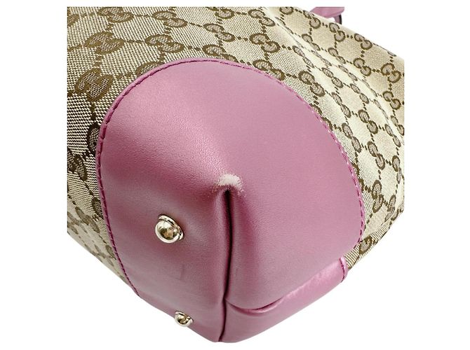 Sac cabas Gucci en toile GG Marron Rose - vue 6