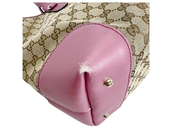 Sac cabas Gucci en toile GG Marron Rose - vue 9