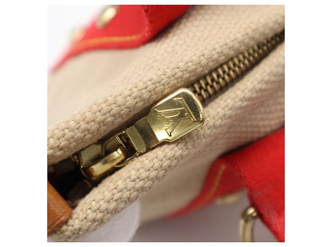 Borsa Louis Vuitton Antigua Cabas PM Rosso Beige - vista 11