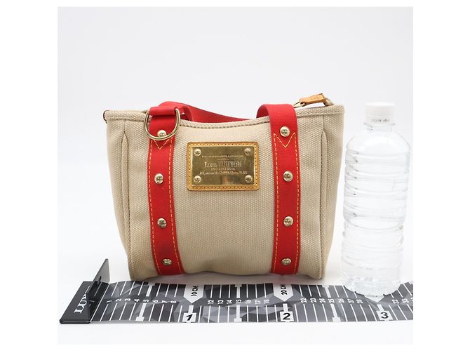 Borsa Louis Vuitton Antigua Cabas PM Rosso Beige - vista 3