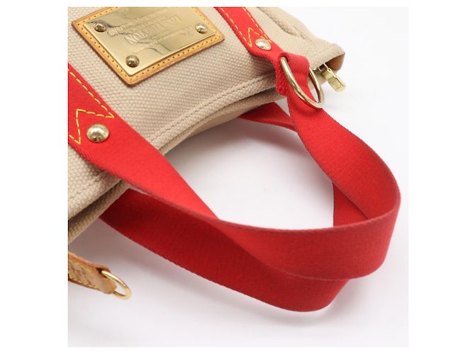 Borsa Louis Vuitton Antigua Cabas PM Rosso Beige - vista 9
