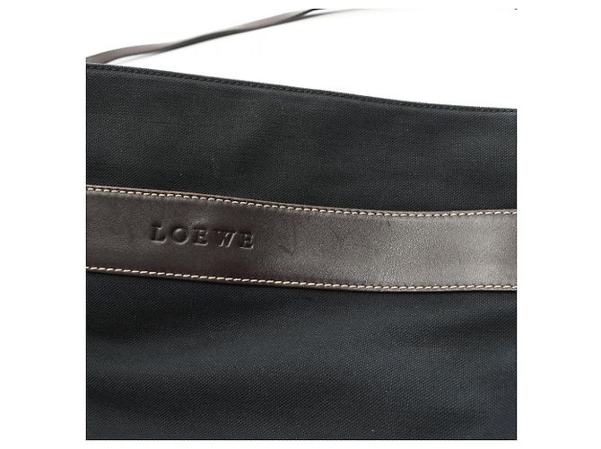 Borsa a tracolla in tela e pelle Loewe Marrone Verde - vista 10
