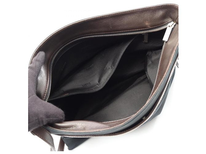 Borsa a tracolla in tela e pelle Loewe Marrone Verde - vista 3