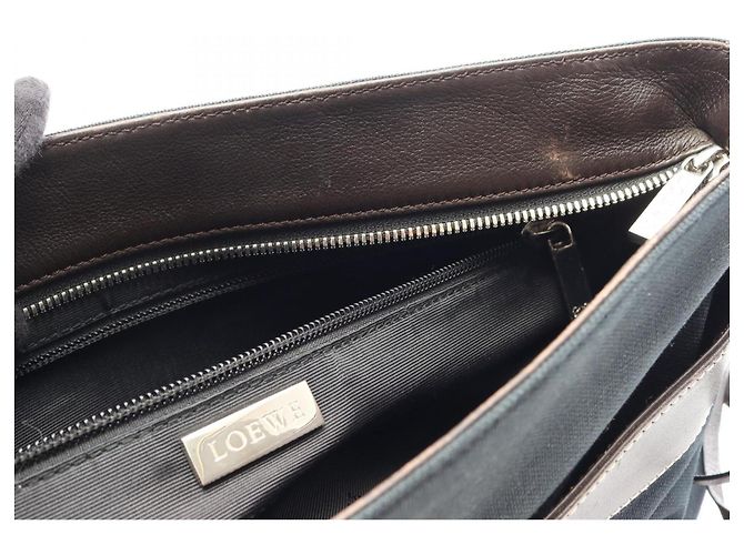 Borsa a tracolla in tela e pelle Loewe Marrone Verde - vista 5
