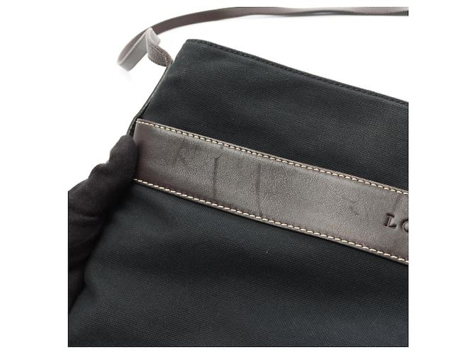 Borsa a tracolla in tela e pelle Loewe Marrone Verde - vista 9