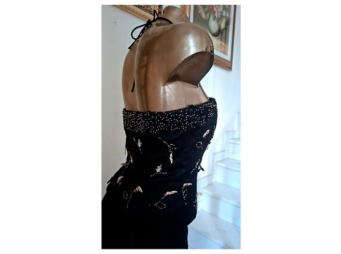 Autre Marque Coordinato Top e gonna da sera nero con ricami - vista 19
