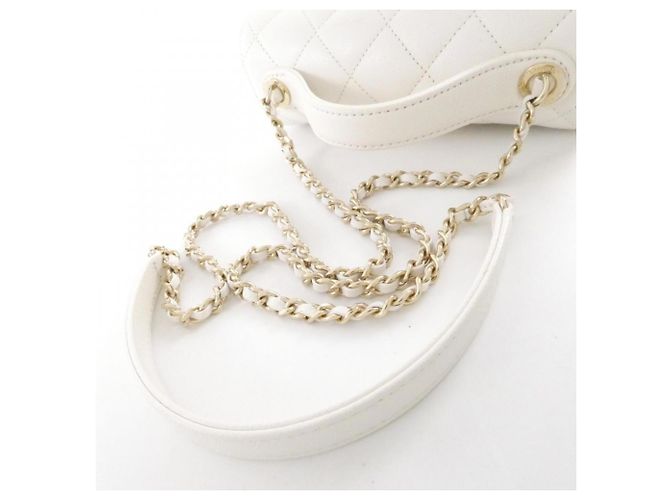 Borsa Chanel 93749 bianca in pelle di vitello martellata Bianco - vista 8