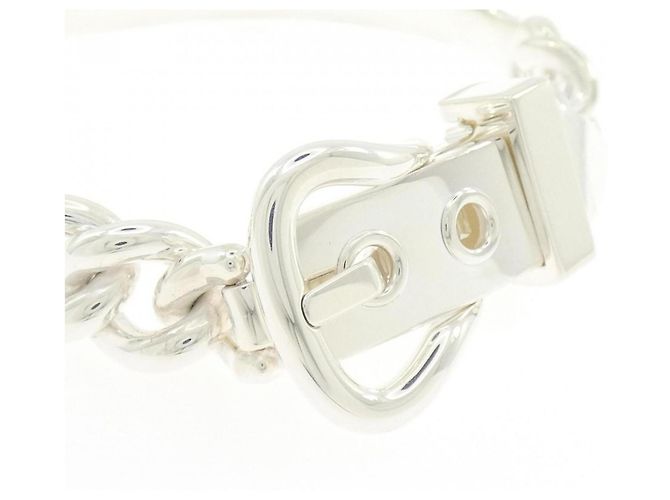 Bracciale rigido Hermès Boucles Sellier Inflexible GM Argento - vista 2