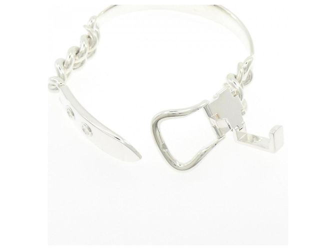 Bracciale rigido Hermès Boucles Sellier Inflexible GM Argento - vista 3