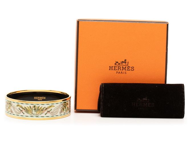 Bracciale in smalto cloisonné Hermès GM Multicolore D'oro - vista 6