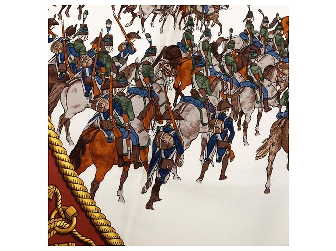Hermès Sciarpa Carre 90 Hermes Marine et Cavalerie Marrone Multicolore - vista 4