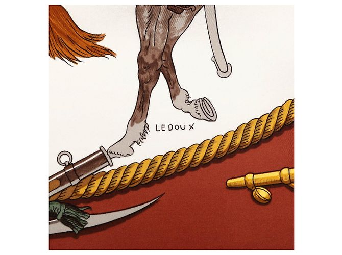Hermès Sciarpa Carre 90 Hermes Marine et Cavalerie Marrone Multicolore - vista 7